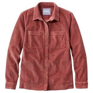 LL Bean Womens Pink Corduroy Long Sleeve Button Shirt Jacket